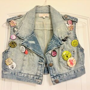 LaRok Denim Vest with removable Colorful Pins